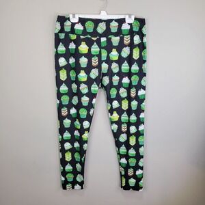 P&S Designs Green Desserts Print Poly Spandex Ankle Leggings Extended Tall Curvy